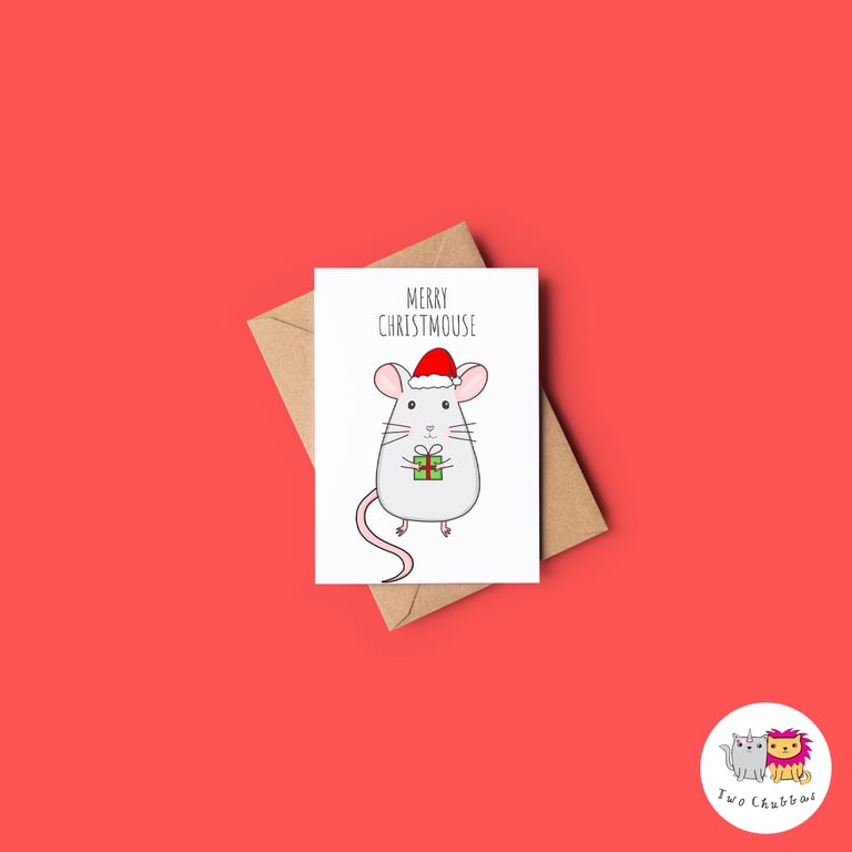 Mouse Christmas Card, A6 Christmas Card, Cute Animal Christmas Card