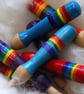  Hand painted orange sheep wooden needle grip tool for needle felting  - Image 6
