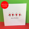 Christmas Card Set - Pack of 12 Cute Robin Cards with Buttons - Handmade Cards