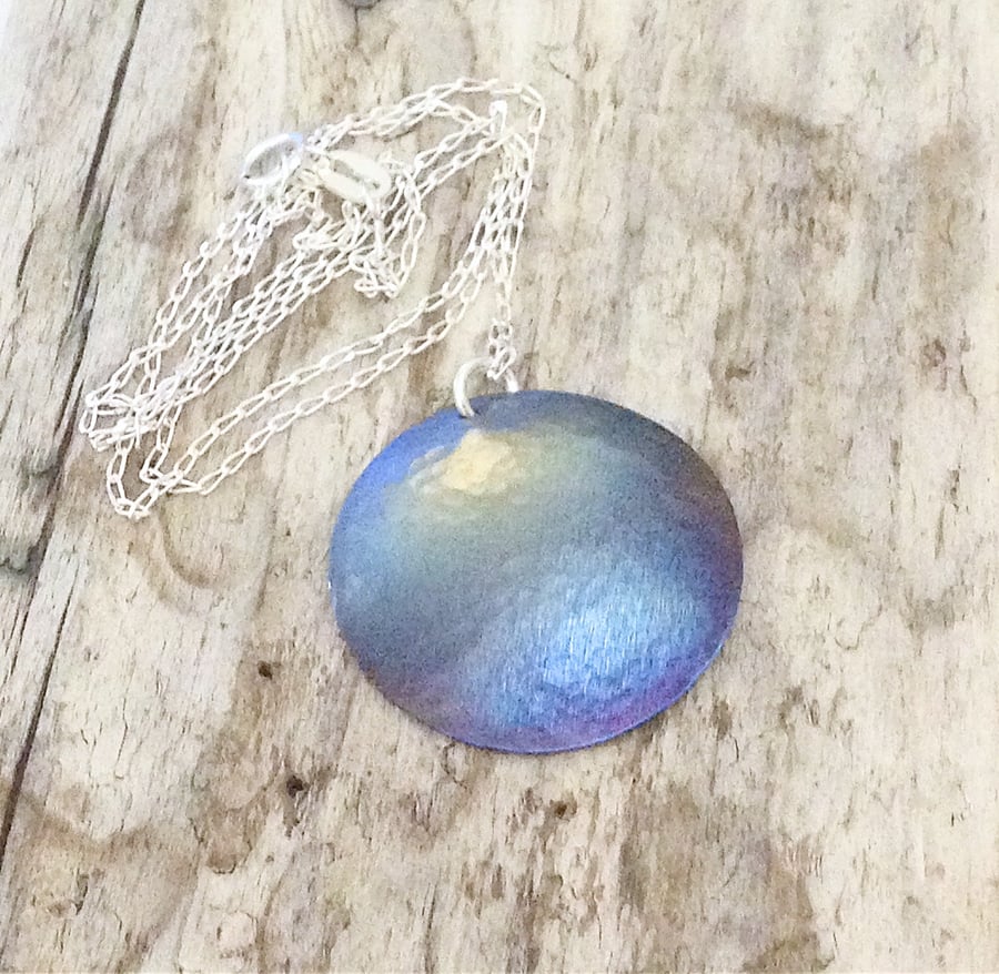  Handmade Coloured Titanium Disc Pendant Necklace - UK Free Post