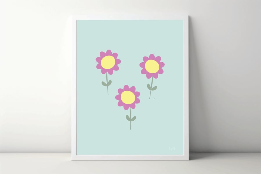 Fun Flowers A4 Art Print 
