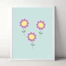 Fun Flowers A4 Art Print 
