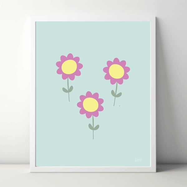 Fun Flowers A4 Art Print 