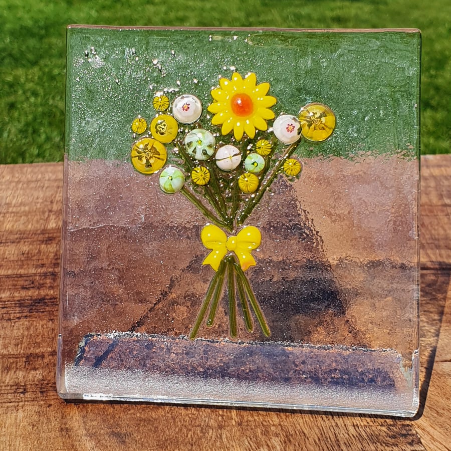 Fused Glass Bouquet of Flowers - Stand Alone