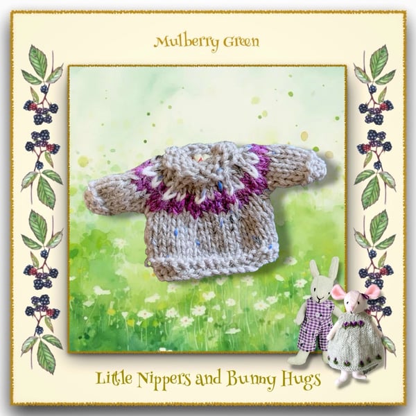 Little Nippers and Bunny Hugs Grey Jumper with a Purple Yoke