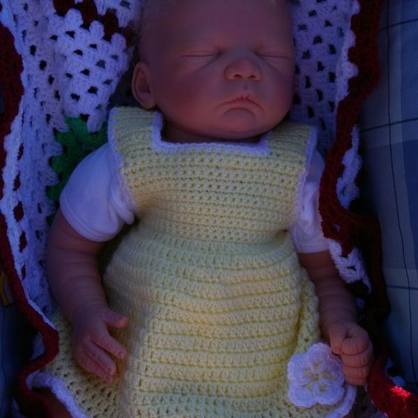 Baby Dress Crochet Yellow and White