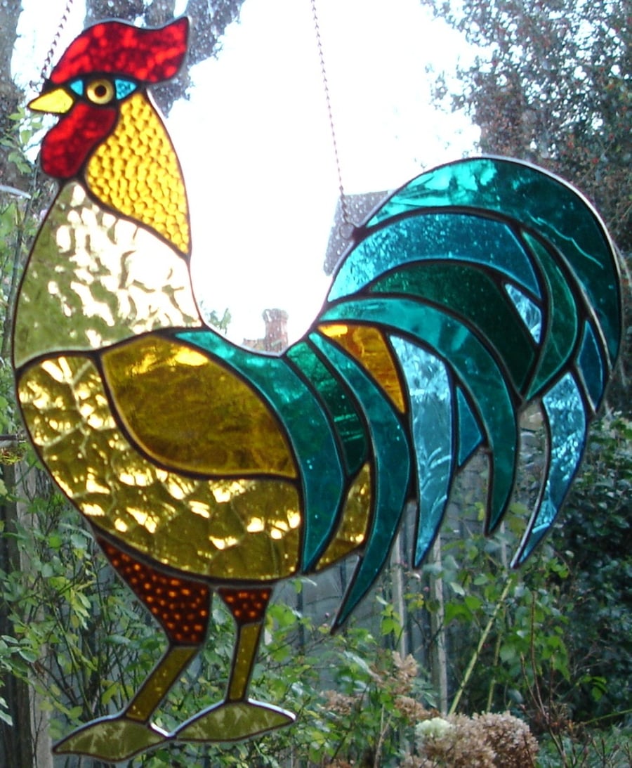 STAINED GLASS COCKEREL