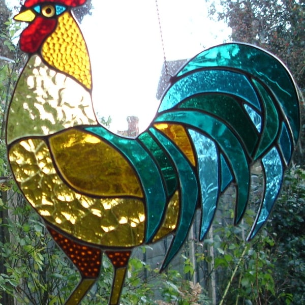 STAINED GLASS COCKEREL