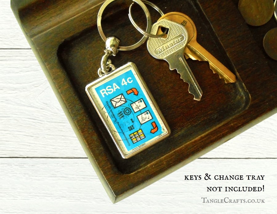 Postmark Keyring - vintage 1970s meta postage stamp from South Africa