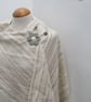 Large Ecru Cotton Handwoven Wrap, Shawl - Image 4