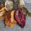 Felted leaf brooch : shades of red (iii)