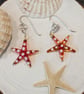 Beautiful  Red Handmade Murano Glass Starfish with white spots
