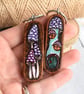 Purple Fungi Foray. Pyrography key ring. - Image 4