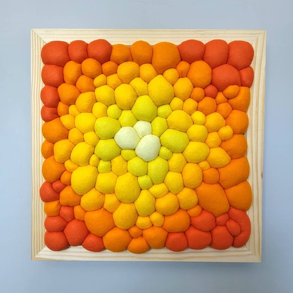 Orange Felt Wall Art - Abstract Tactile Blobs