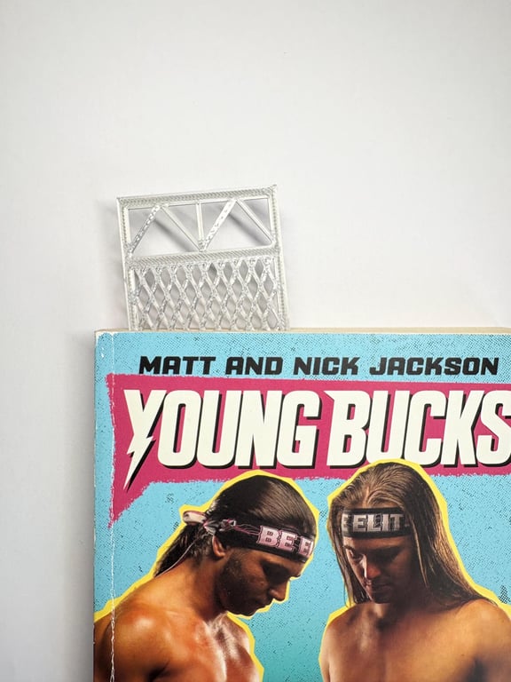 Bookmark, Pro wrestling steel cage page keeper. WWE AEW ECW themed bookmark.