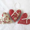SET OF 3 LAVENDER BAGS - HEART SHAPED HAND EMBROIDERED