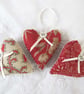 SET OF 3 LAVENDER BAGS - HEART SHAPED HAND EMBROIDERED - Image 1