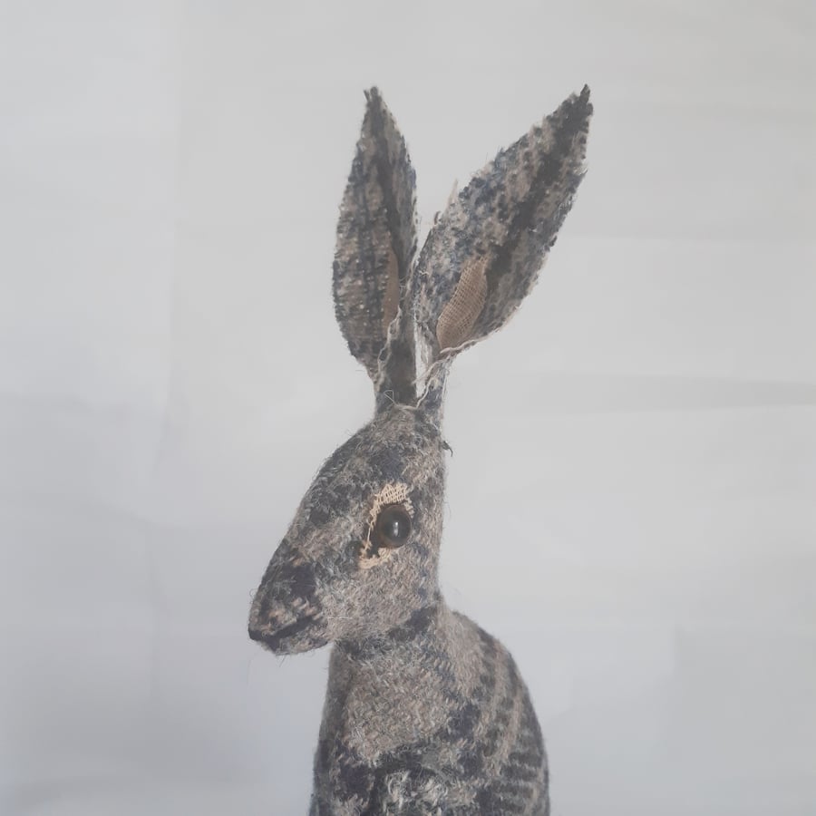 Tweed hare, Rustic ornament, Textile Art, Country decor