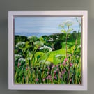 Original Acrylic Painting - wild flower painting wooden box canvas framed