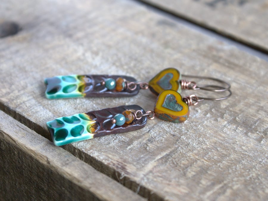 Colourful Ceramic Drop Earrings
