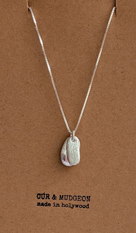Handmade Fine Silver Double Pebble Pendant Necklace
