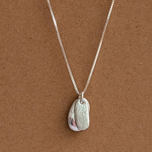 .999 Fine Silver Double Pebble Pendant Necklace