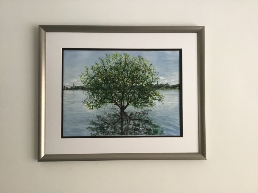 Original watercolour- Tree Reflection