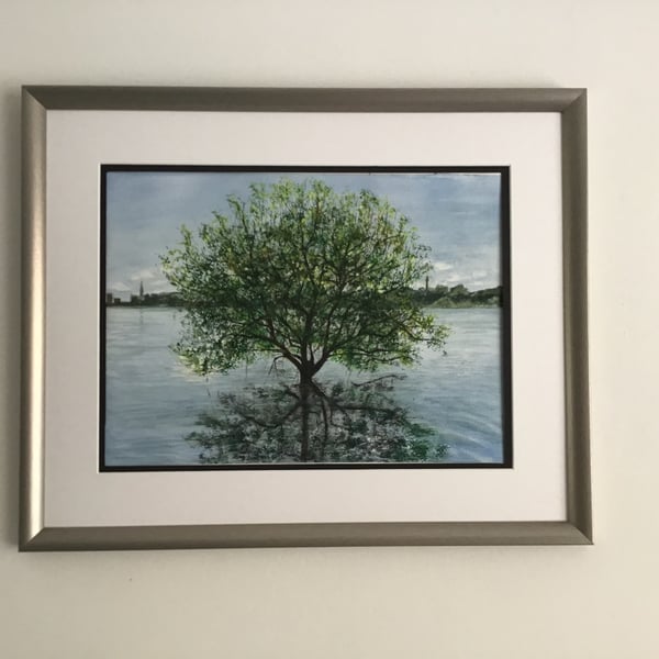 Original watercolour- Tree Reflection