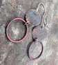 Verdigris and Red Copper Hoop Dangle Earrings - Image 5