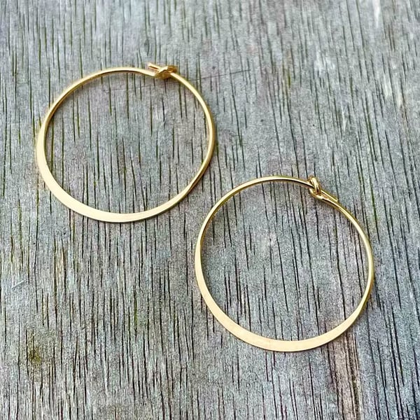 14k Gold Filled Flat 20mm Hoop Earrings 