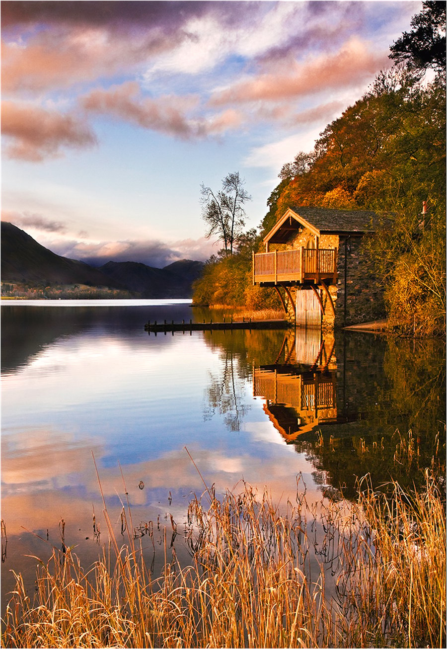Ullswater Pooley Bridge Boathouse dawn Lake District Cumbria - Free UK Postage!