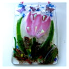  Tulip Picture Fused Glass Flower Hhanging