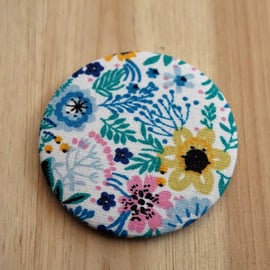 Blue Floral Fabric Pocket Mirror