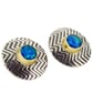 Zigzag ear studs featuring pink Corundum gemstones, handmade with a stone choice - Image 8
