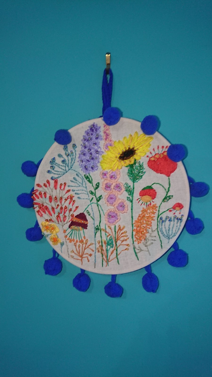 Wild flowers Embroidery, Wall Decoration, Cottagecore 