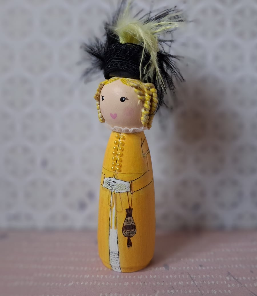 Emma Woodhouse Jane Austen inspired Hand-painted wooden peg doll