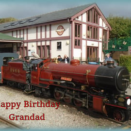 A5 Card Happy Birthday Grandad Mini Railway 