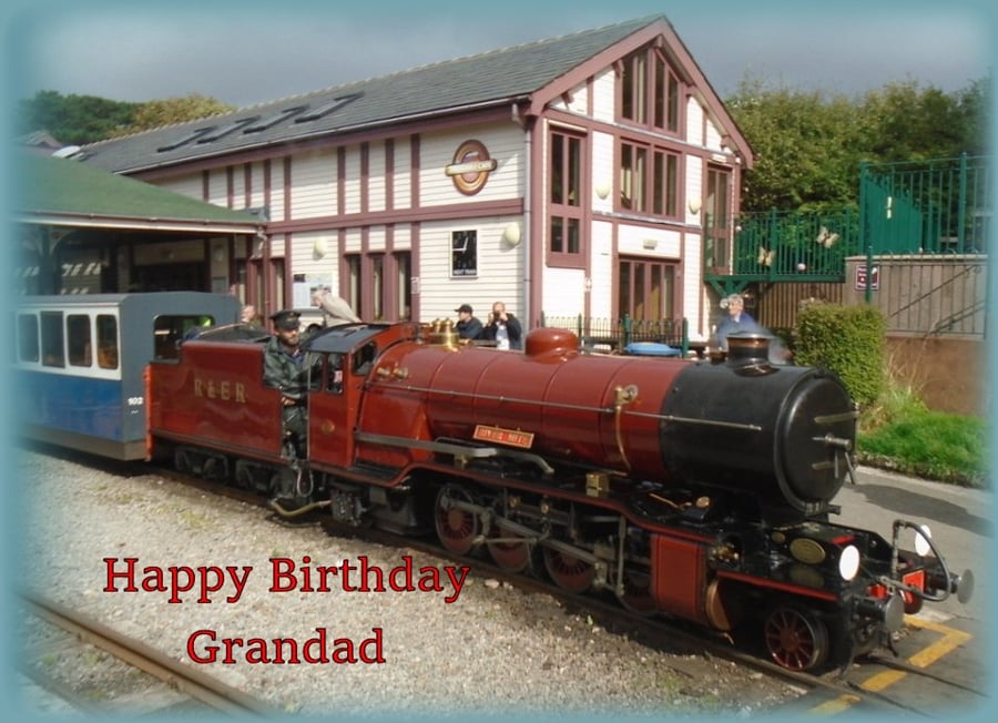 A5 Card Happy Birthday Grandad Mini Railway 
