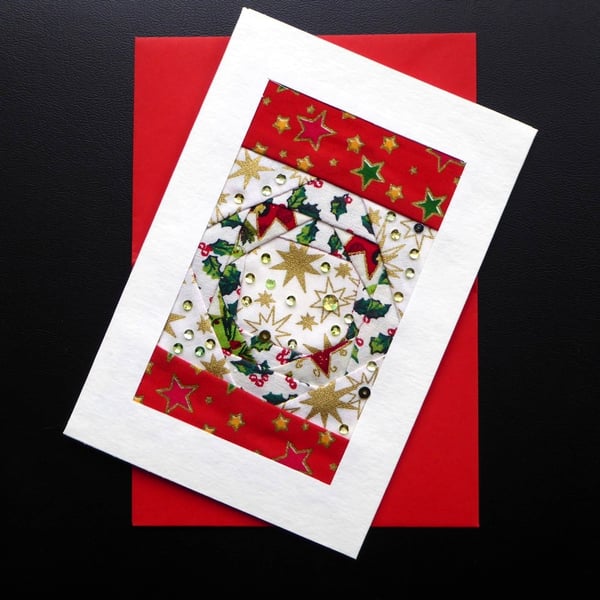 Individually Hand Crafted Textile patchworked Blank Card