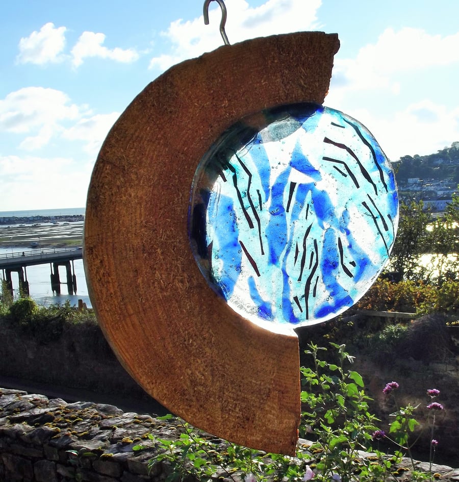 Copper Blue  - Contemporary Fused Glass Garden Sculpture