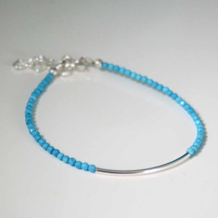 Blue magnesite and sterling silver bracelet