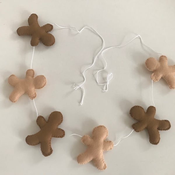 Gingerbread Men Felt Garland, Handmade Felt Decoration, Christmas Garland, Xmas 