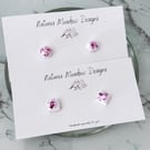 White and Pink Glitter Stud Earrings, Lightweight,Hypoallergenic, 2 Styles