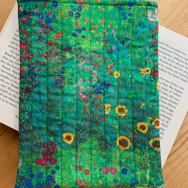 Klimt Farm Garden Design Quilted Fabric Book Sleeve - Paperback Size