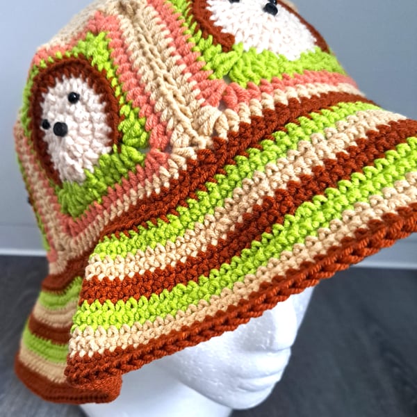 Hedgehog crocheted sun hat - Free P&P