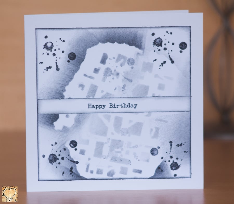 Happy Birthday Monochrome design handmade card