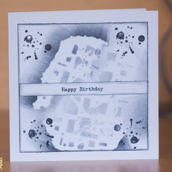 Happy Birthday Monochrome design handmade card