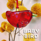 BABY Fused Glass Red Bird