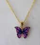 Purple Butterfly Pendant with gold plated Chain
