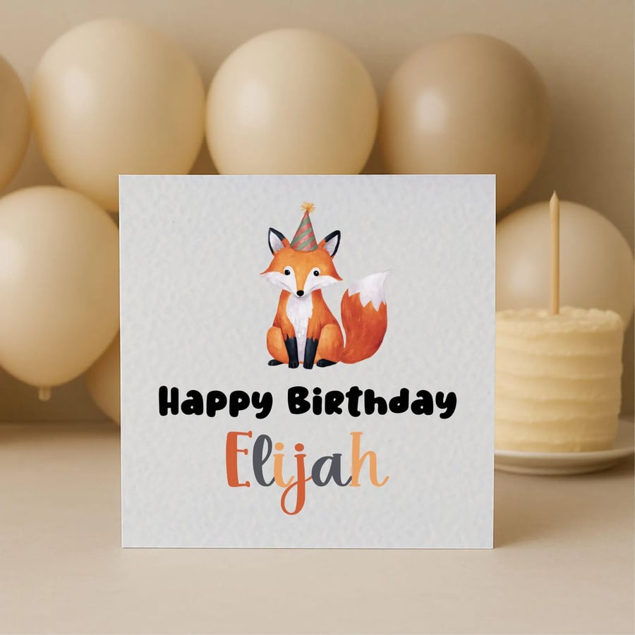   Whimsical Birthday Fox Greeting Card